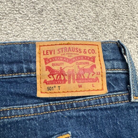 Levi's 501 T High Rise Tapered Button Fly Ankle Denim Jeans Womens Plus 20W Blue - Picture 6 of 16